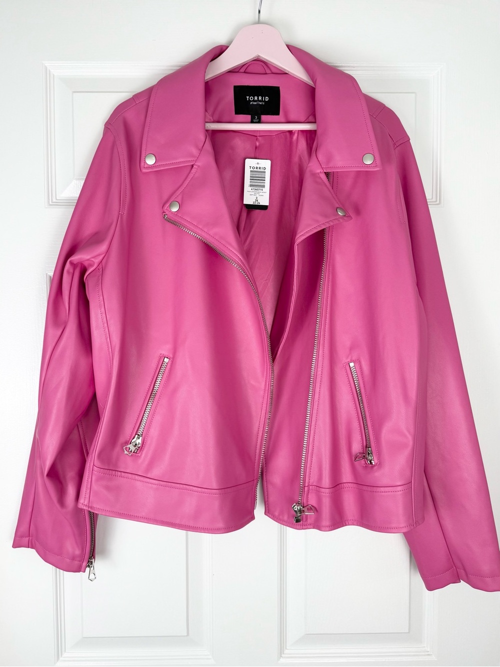 NWT Torrid Pink Moto Faux Leather Jacket Size 3X 22-24